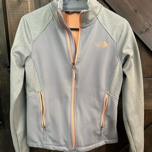 The North Face Light Gray Jacket with Peach Accents